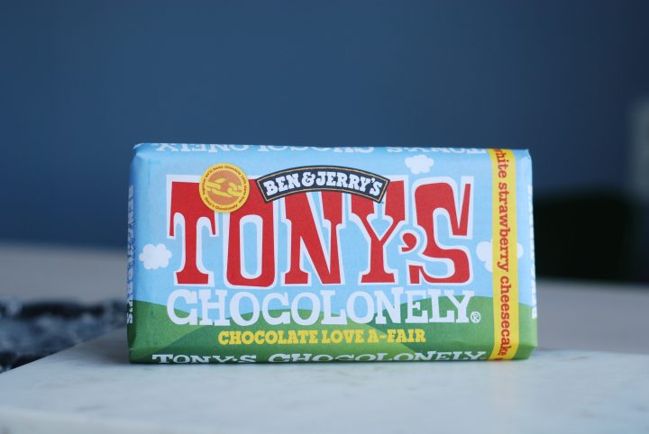 Tony’s Chocolonely Ben & Jerry’s White Strawberry Cheesecake